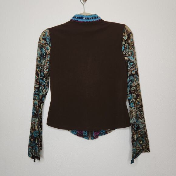 Vintage y2k Full Zip Boho Micromesh Beaded Bell Sleeves Fairy Whimsy Hippie Euro - Picture 7 of 7